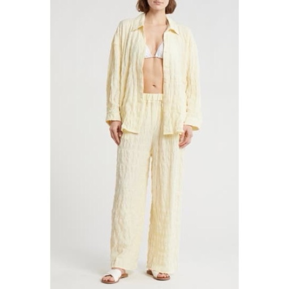 Nordstrom Ivory Crinkle Pant Set